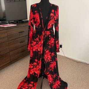 Red Floral Cover ups